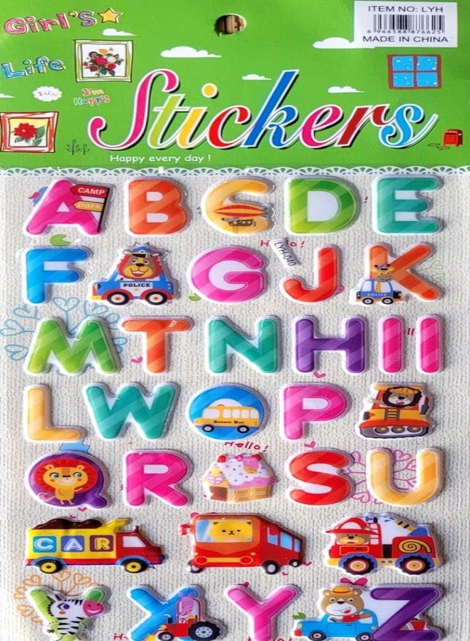 FULLFILLS Alphabet Sticker Chart A to Z Art & Craft (Pack of 2 Sheets Different Designs) Multicolour - Image 2